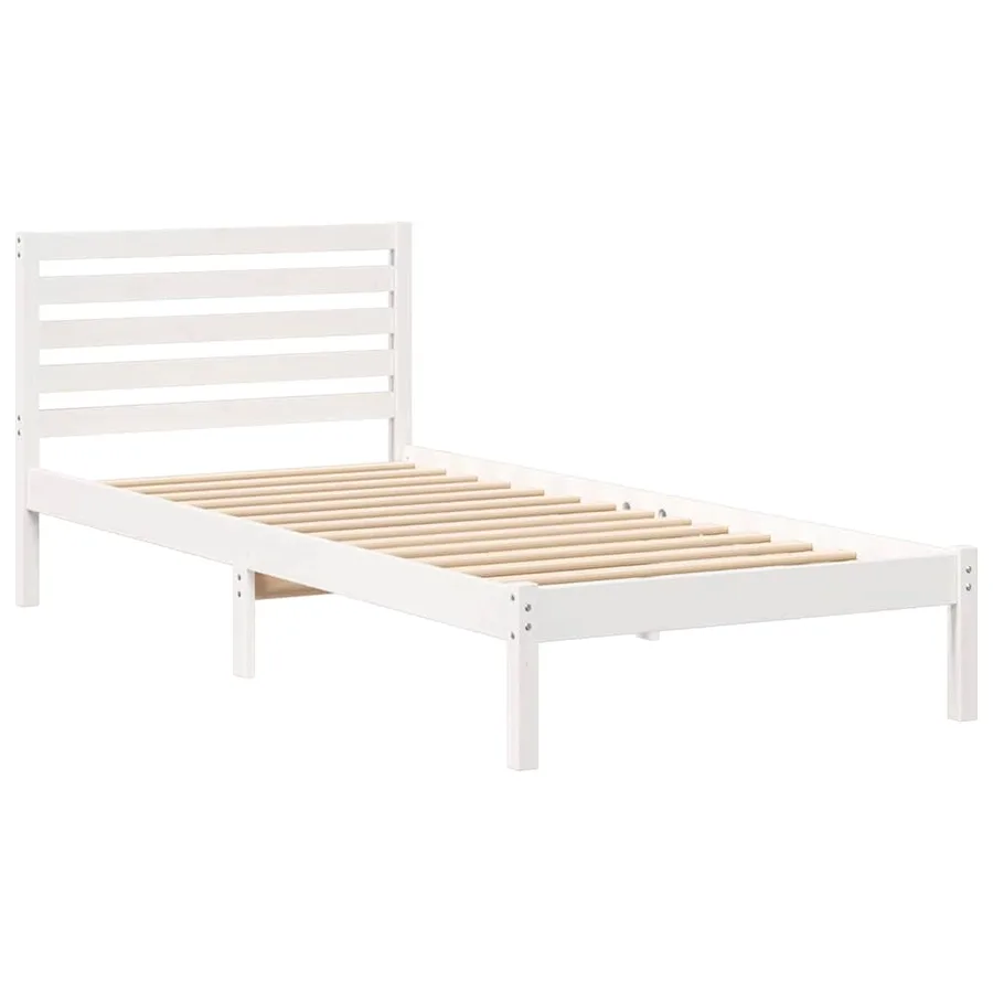 Cadre de lit avec tête de lit Blanc 80 x 210 cm Pin massif - 4
