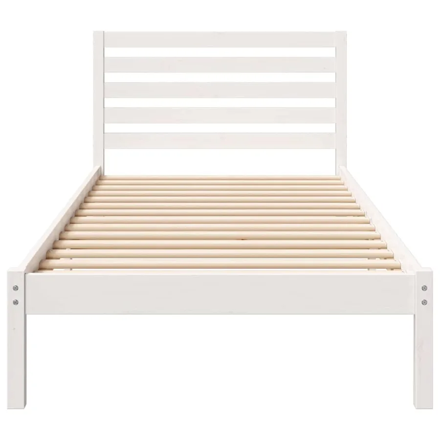 Cadre de lit avec tête de lit Blanc 80 x 210 cm Pin massif - 5