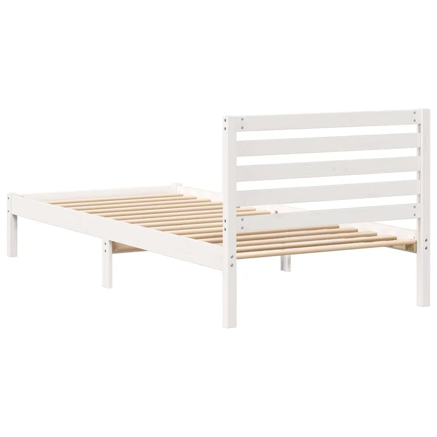 Cadre de lit avec tête de lit Blanc 80 x 210 cm Pin massif - 7