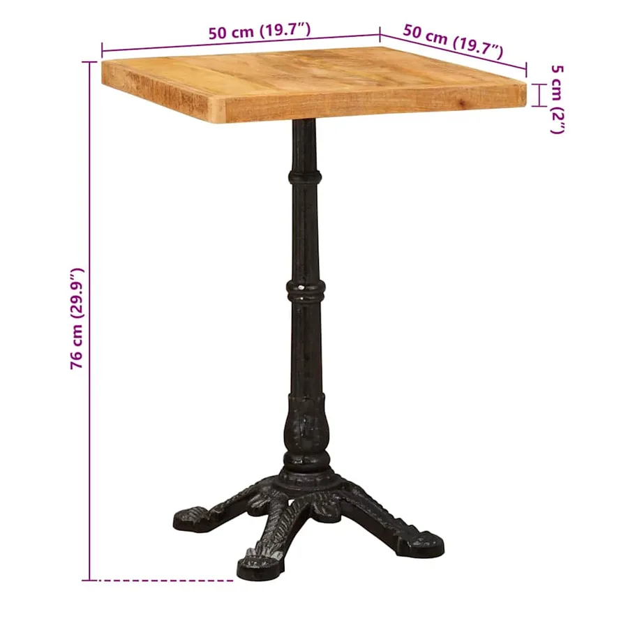 Table bistrot Marron 50 x 50 x 76 cm Bois de mangue massif - 9