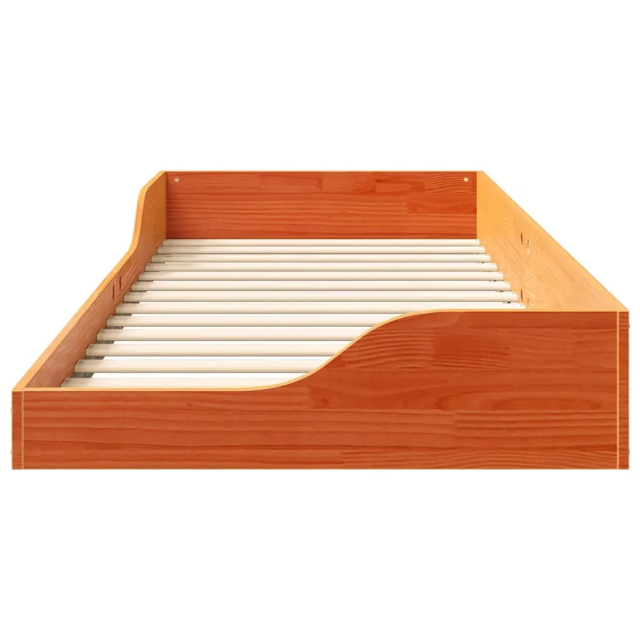 Cadre de lit Brun cire 100 x 220 cm Pin massif - 5