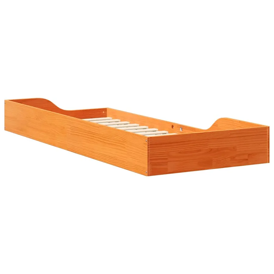 Cadre de lit Brun cire 100 x 220 cm Pin massif - 7