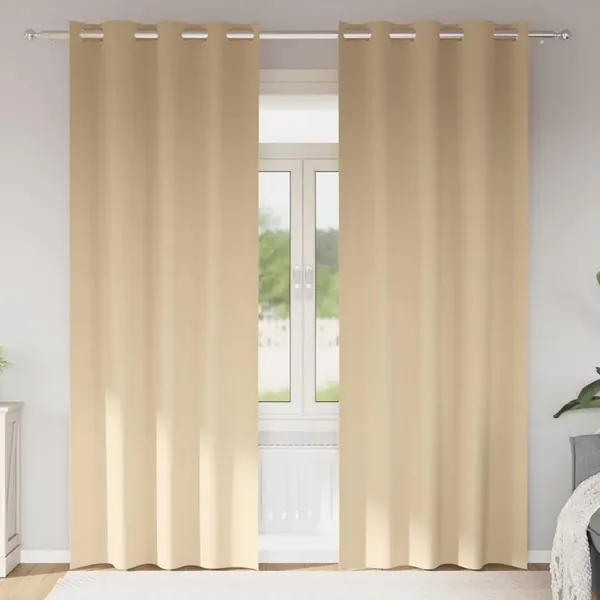 Rideaux occultants avec anneaux 2 pcs Crème 225 x 140 cm