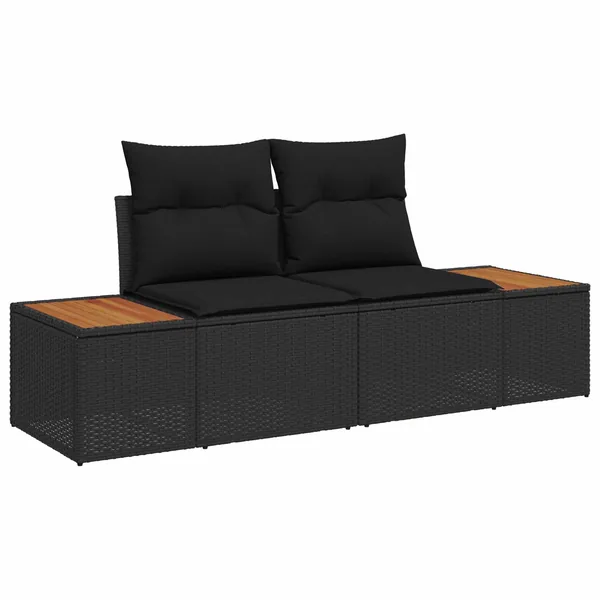 Canapé de jardin Noir 184 x 62 x 85cm polyrotin