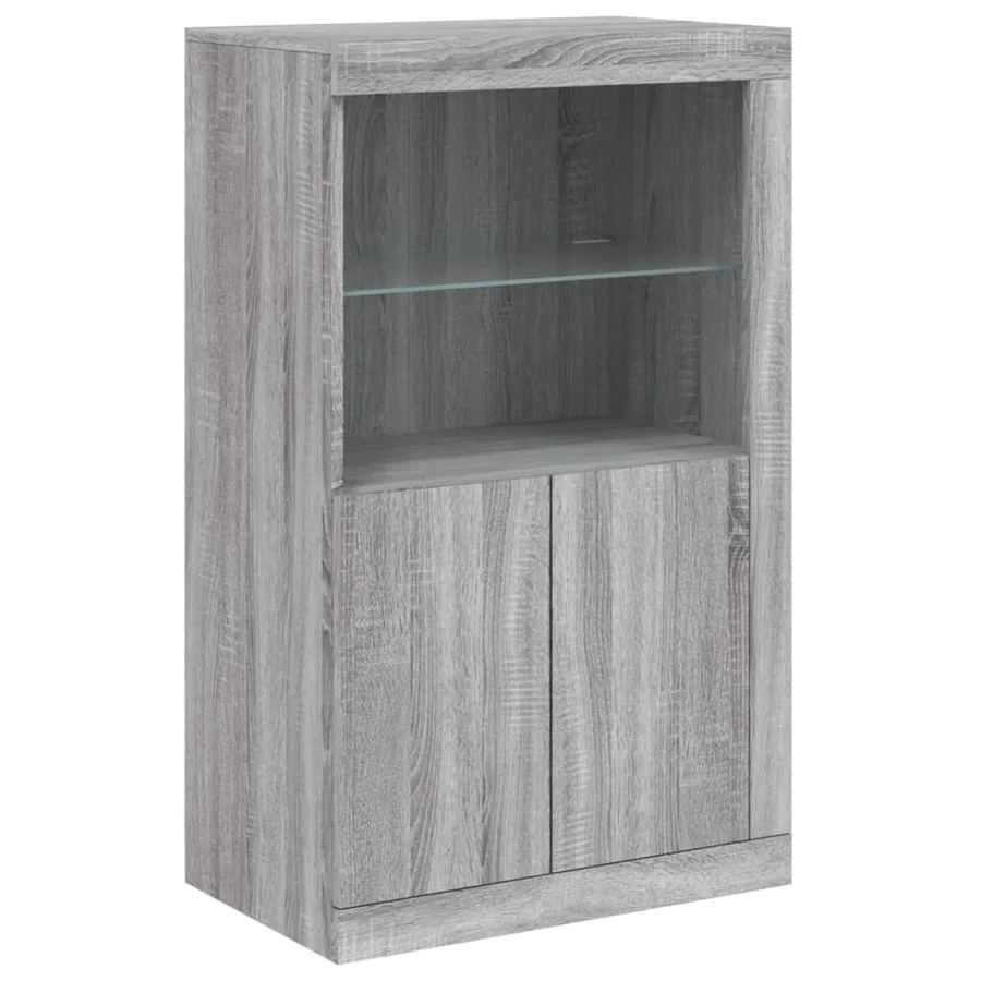 Buffet avec lumières LED sonoma gris 162x37x100 cm - 10