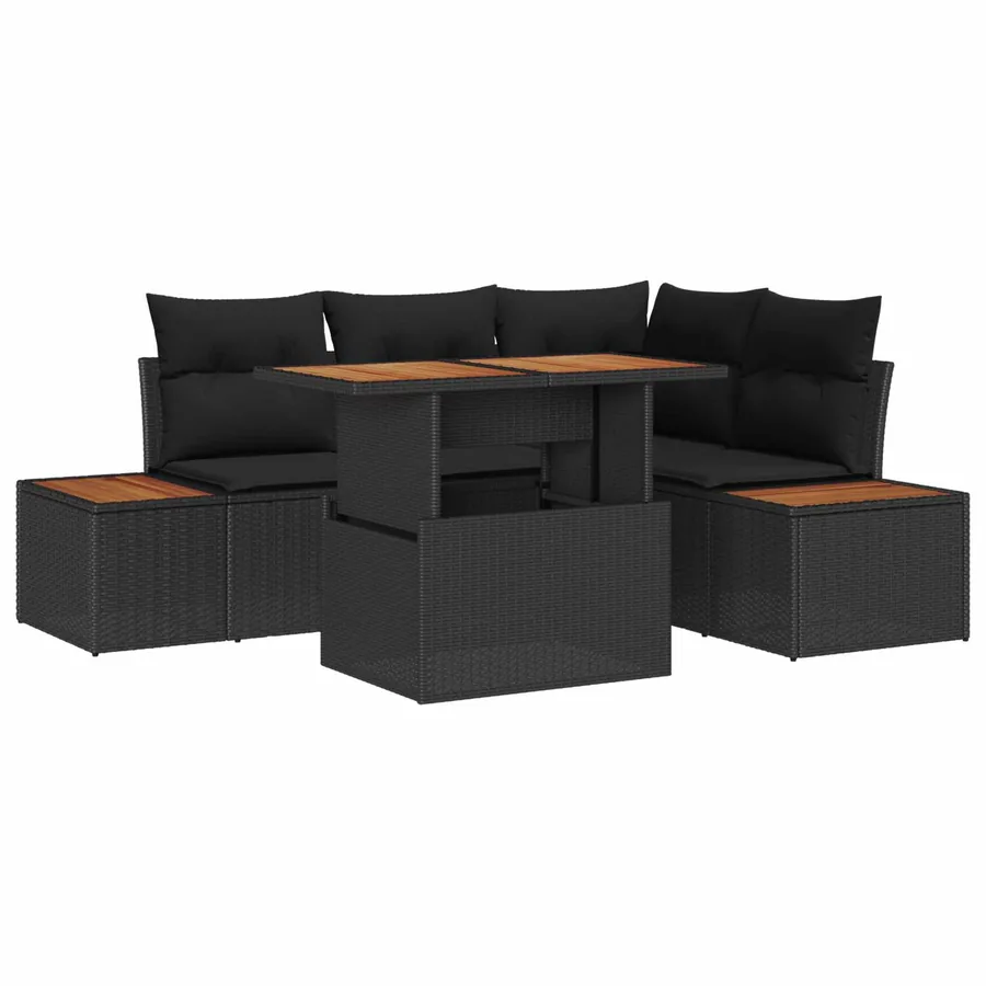 Ensemble de canapé de jardin 5 pc Noir et Marron