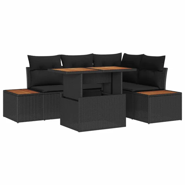 Ensemble de canapé de jardin 5 pc Noir et Marron