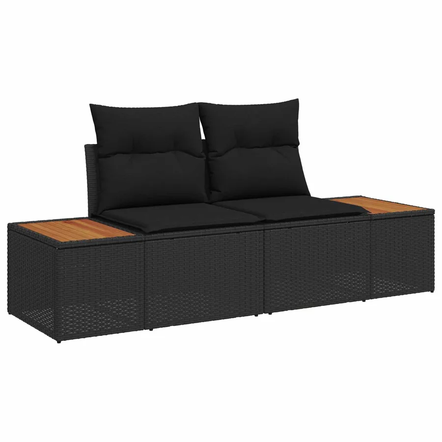Ensemble de canapé de jardin avec coussin 14 pcs Noir - 6