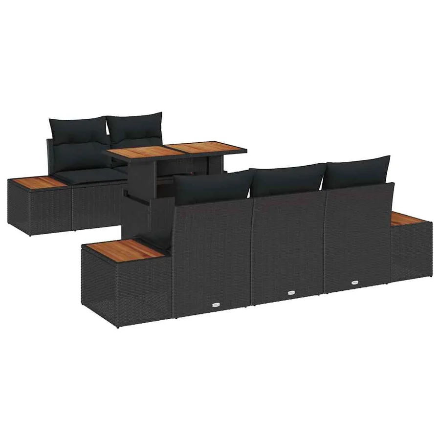 Ensemble de canapé de jardin 6 pc Noir et Marron - 2