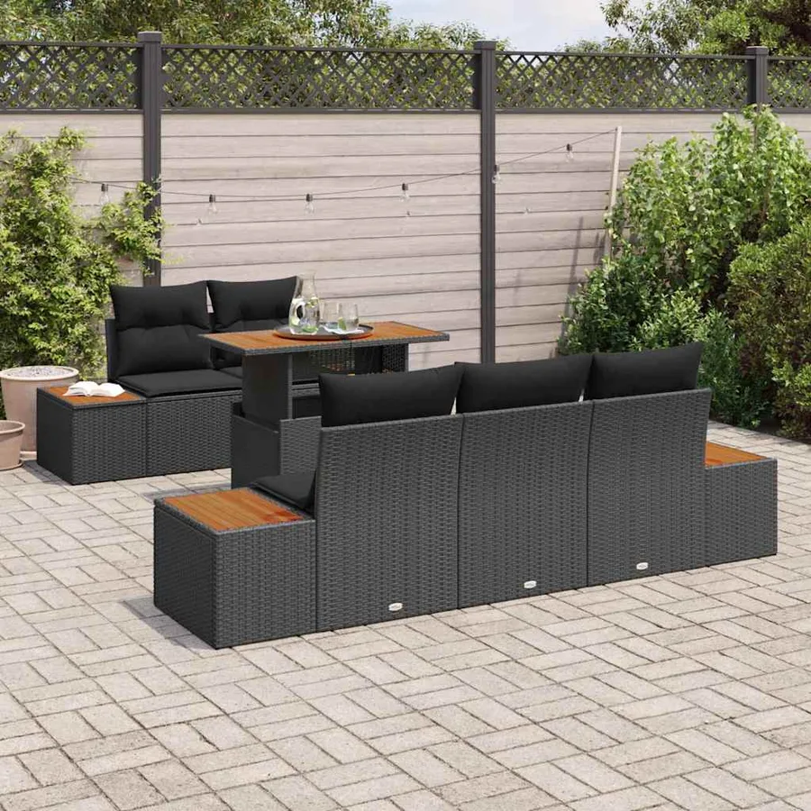 Ensemble de canapé de jardin 6 pc Noir et Marron - 3