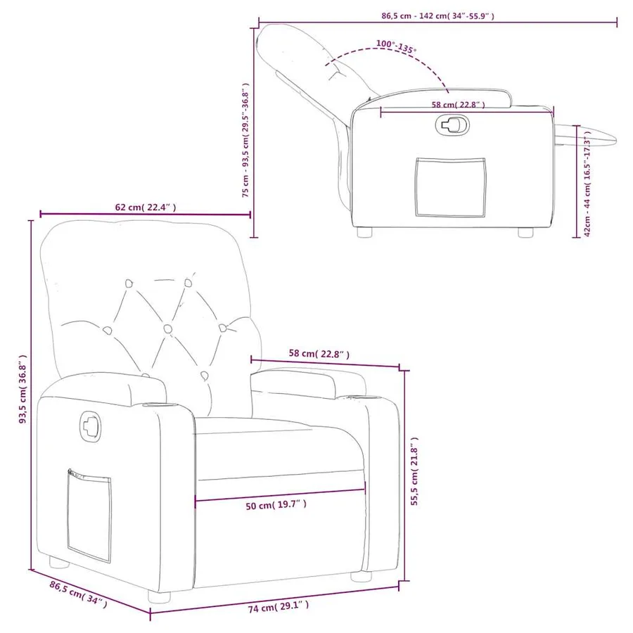 Fauteuil inclinable Marron Tissu - 11