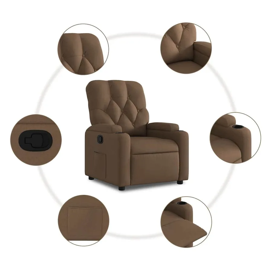 Fauteuil inclinable Marron Tissu - 5