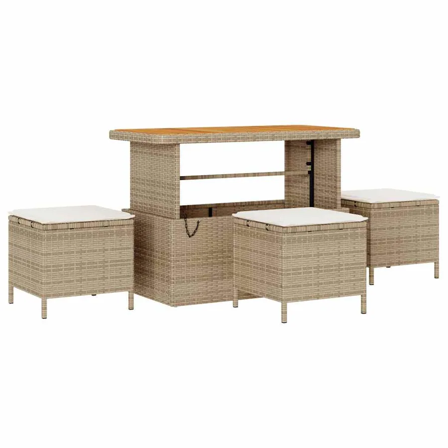 Ensemble de canapé de jardin 14 pcs Beige Poly rotin - 4