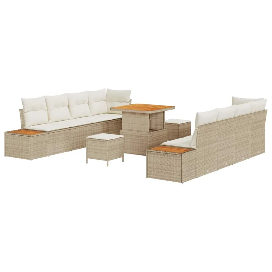 Ensemble de canapé de jardin 11 pcs Beige Poly rotin - 2