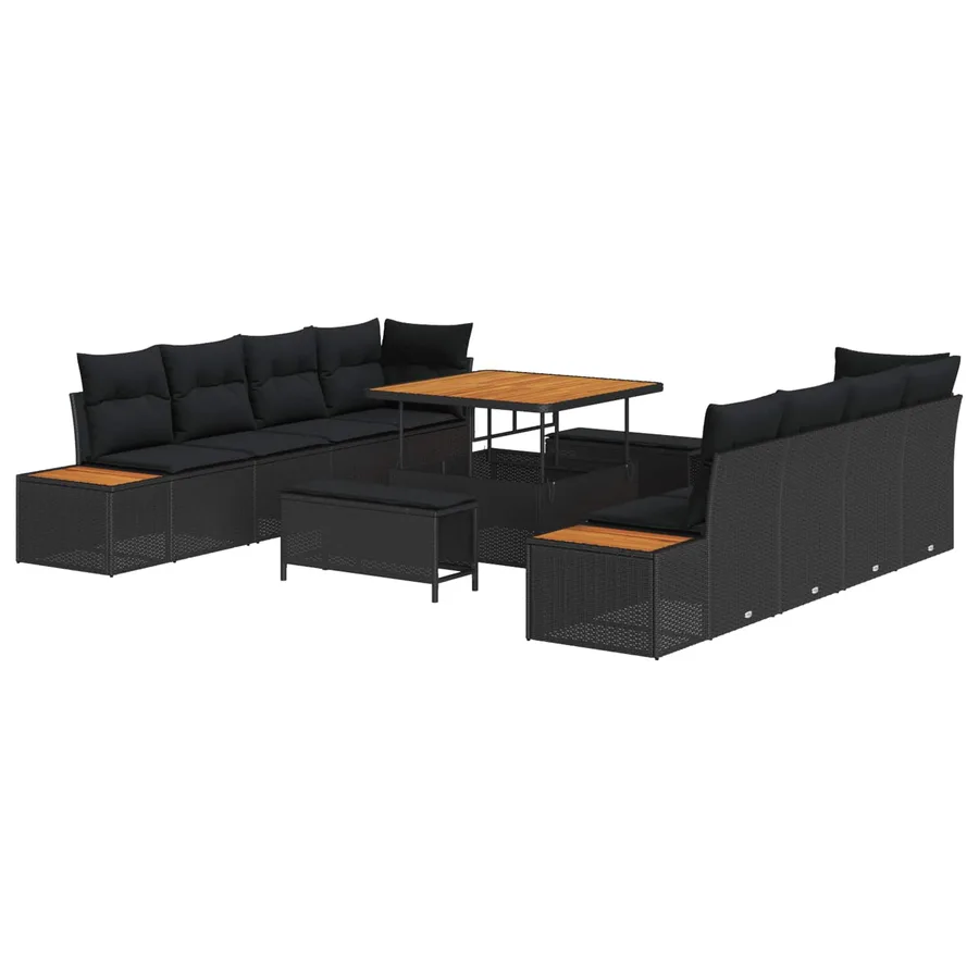 Ensemble de canapé de jardin avec coussin 11 pcs Noir - 2