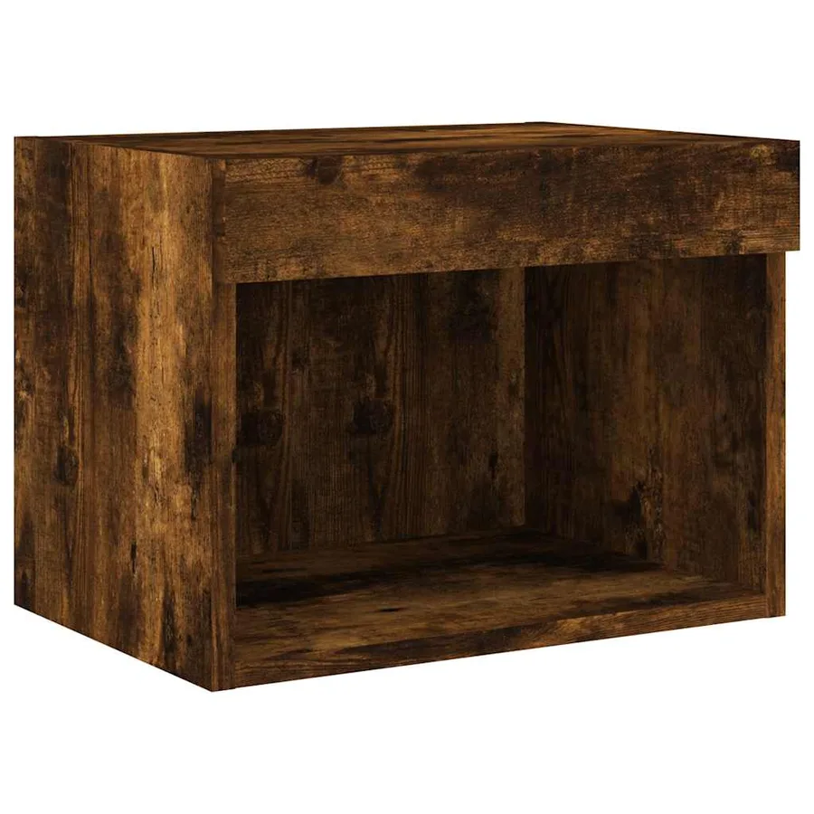 Table de chevet murale avec lumières LED chêne fumé - 6