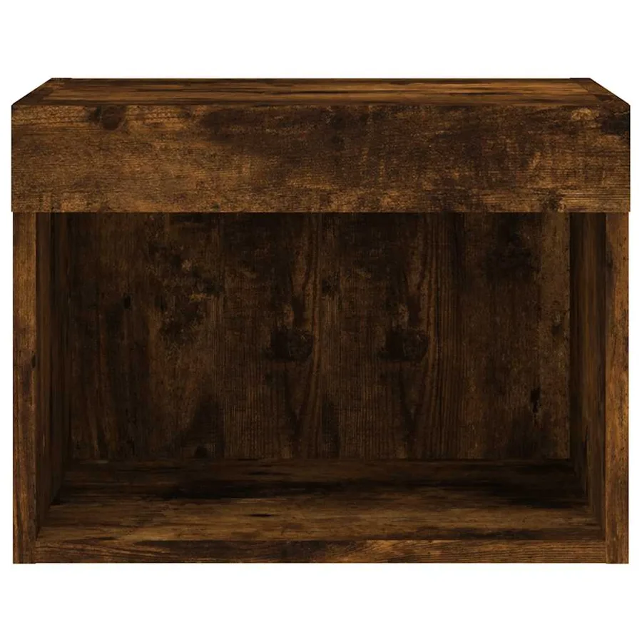 Table de chevet murale avec lumières LED chêne fumé - 7
