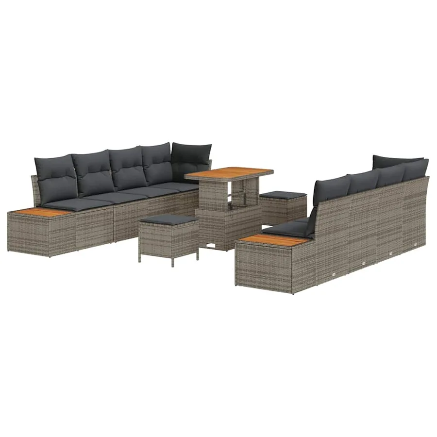 Ensemble de canapé de jardin 11 pcs Gris Poly rotin - 2