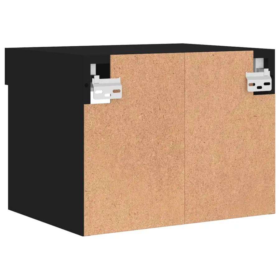 Tables de chevet murales avec lumières LED 2 pcs noir - 11