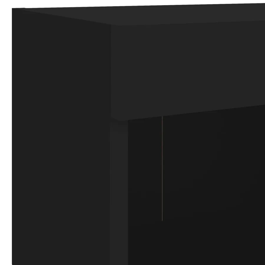 Tables de chevet murales avec lumières LED 2 pcs noir - 12