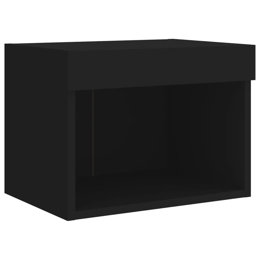 Tables de chevet murales avec lumières LED 2 pcs noir - 8