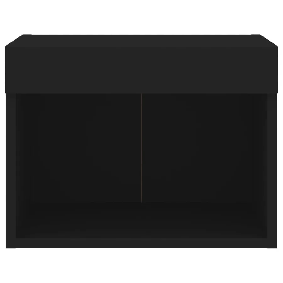 Tables de chevet murales avec lumières LED 2 pcs noir - 9
