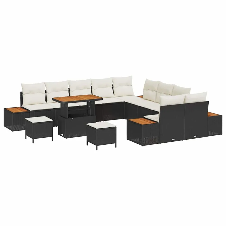 Ensemble de canapé de jardin 13 pcs Noir Poly rotin - 2