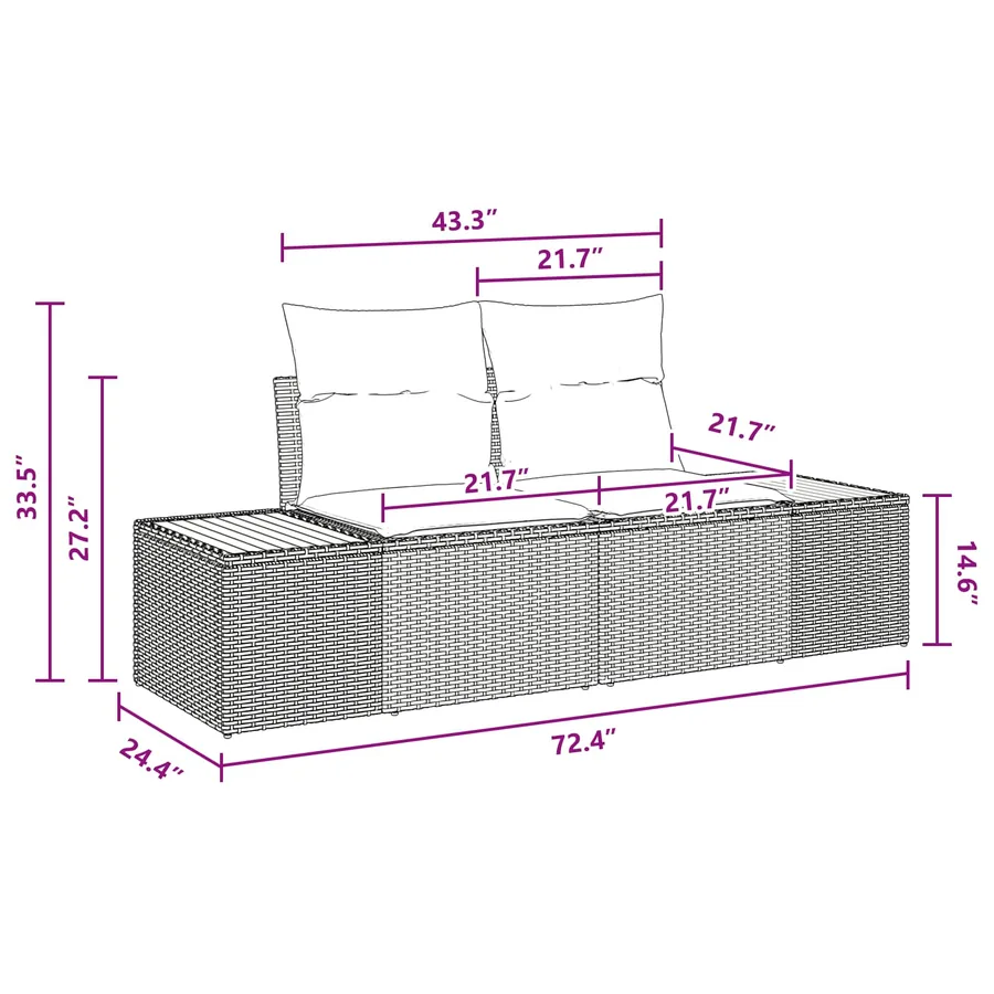 Ensemble de canapé de jardin 7 pcs Noir Poly rotin - 16