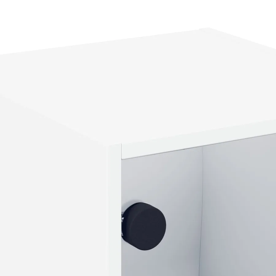 Table de chevet avec porte en verre blanc 35x37x35 cm - 10