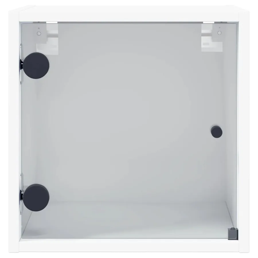 Table de chevet avec porte en verre blanc 35x37x35 cm - 6