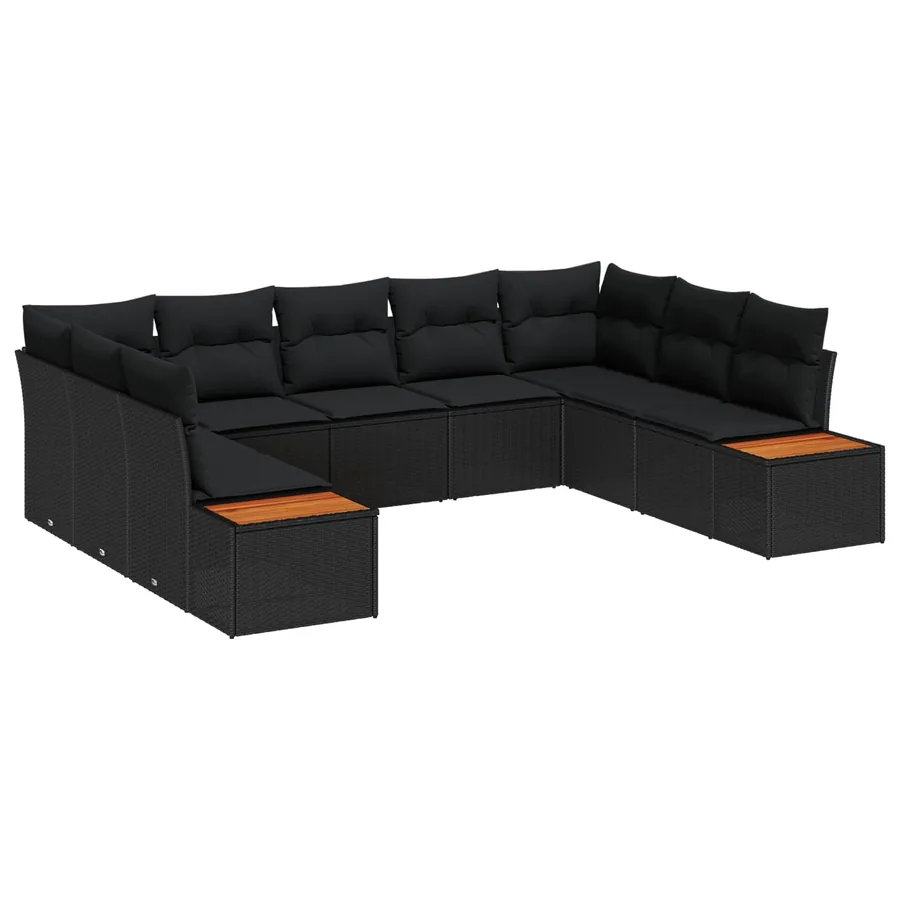 Ensemble de canapé de jardin avec coussin 5 pcs Noir Polyrotin - 2