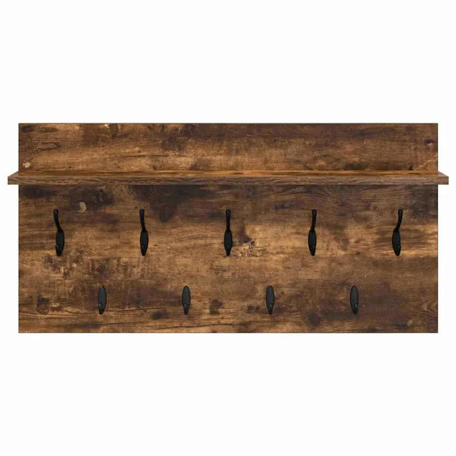 Porte-manteau mural avec étagère Chêne fumé 80 x 40 x 12 cm - 5