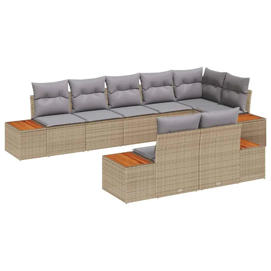 Ensemble de canapé de jardin 8 pcs Beige et Gris clair - 2