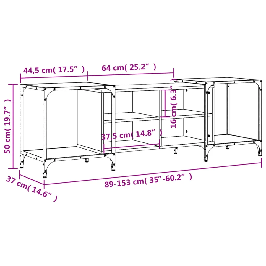 Meuble TV chêne marron 153x37x50 cm bois d'ingénierie - 10