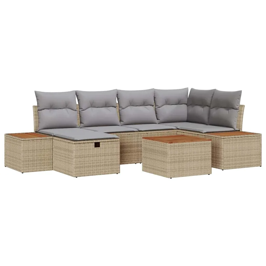 Ensemble de canapé de jardin 7 pcs Beige 55 x 62 x 69 cm - 2