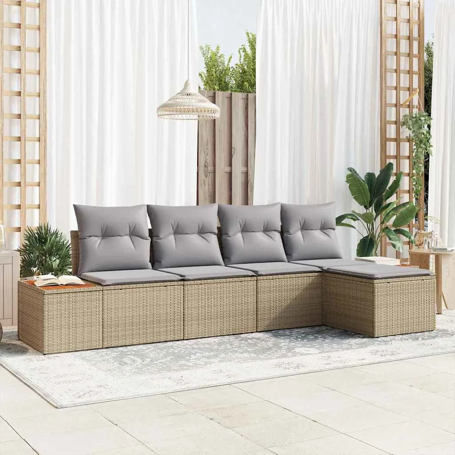 Ensemble de canapé de jardin 6 pcs Beige et Gris clair