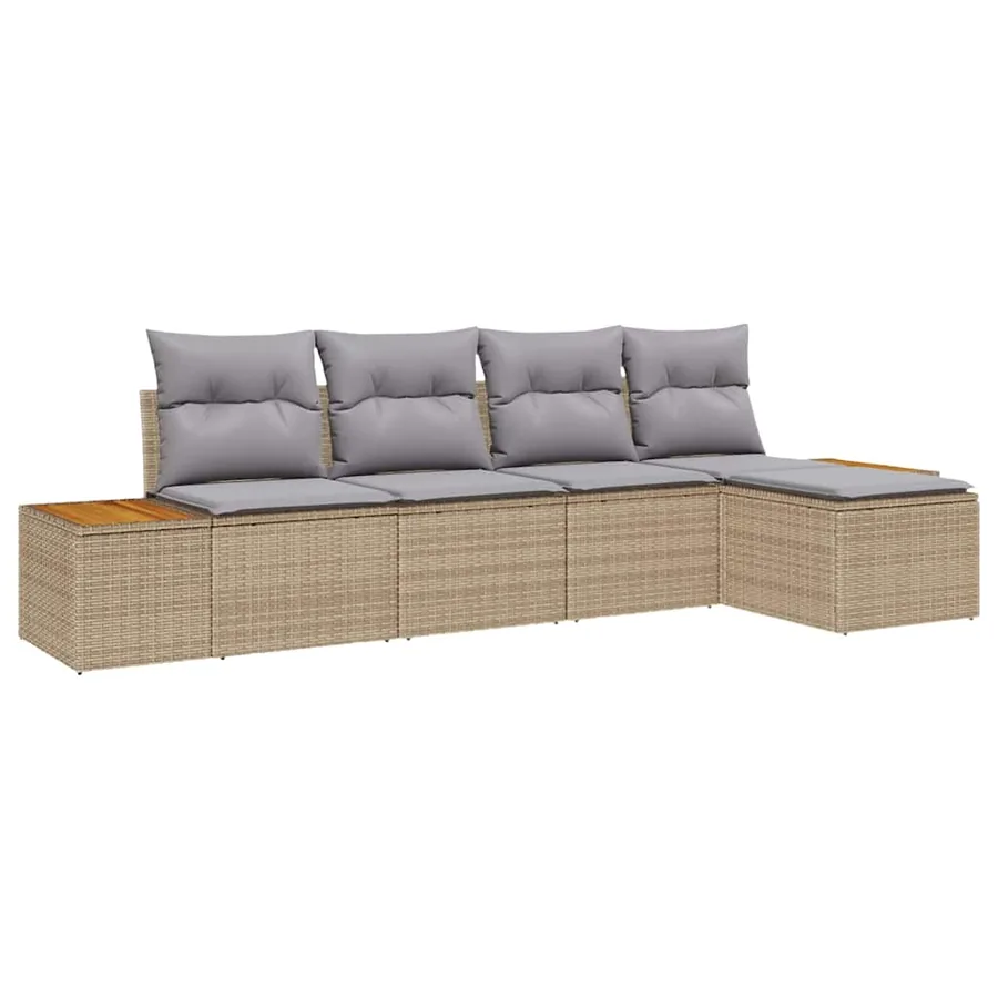 Ensemble de canapé de jardin 6 pcs Beige et Gris clair - 2