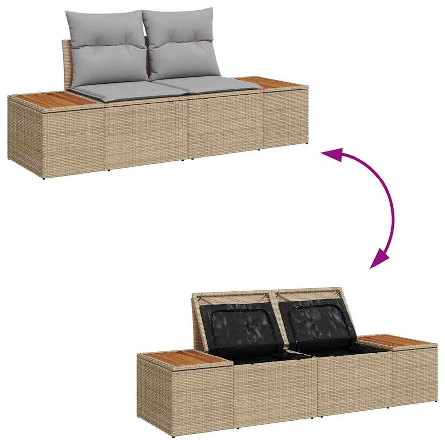Ensemble de canapé de jardin 8 pcs Beige Poly rotin - 12