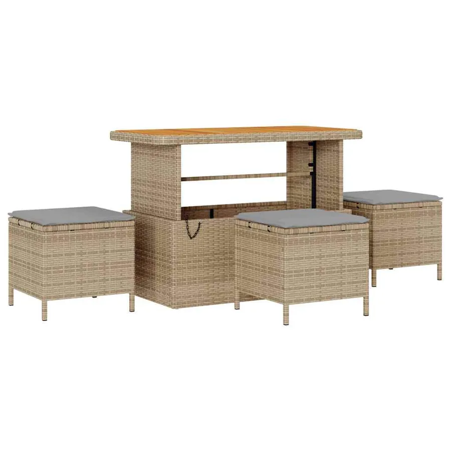 Ensemble de canapé de jardin 13 pcs Beige Poly rotin - 4