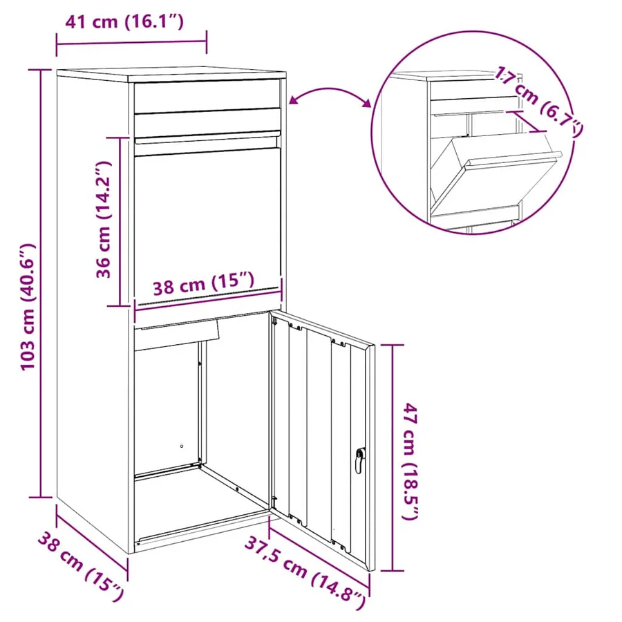 Boîte de dépôt de colis Anthracite 47,5 x 38 x 59 cm Acier - 15