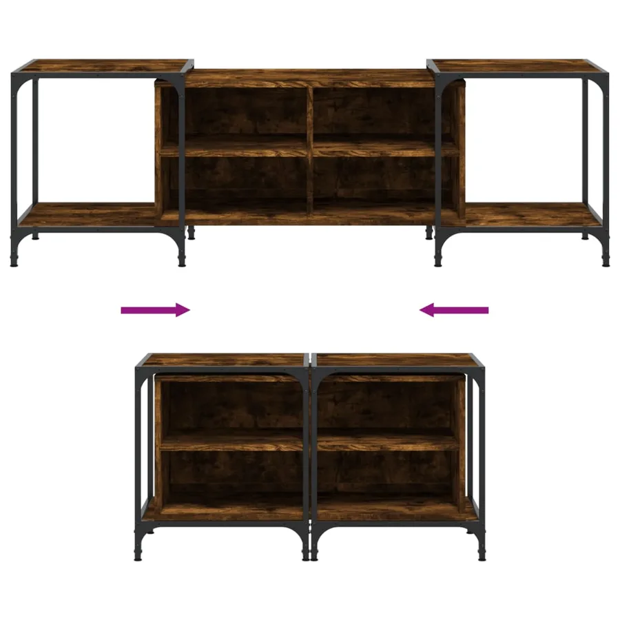 Meuble TV chêne fumé 153x37x50 cm bois d'ingénierie - 7