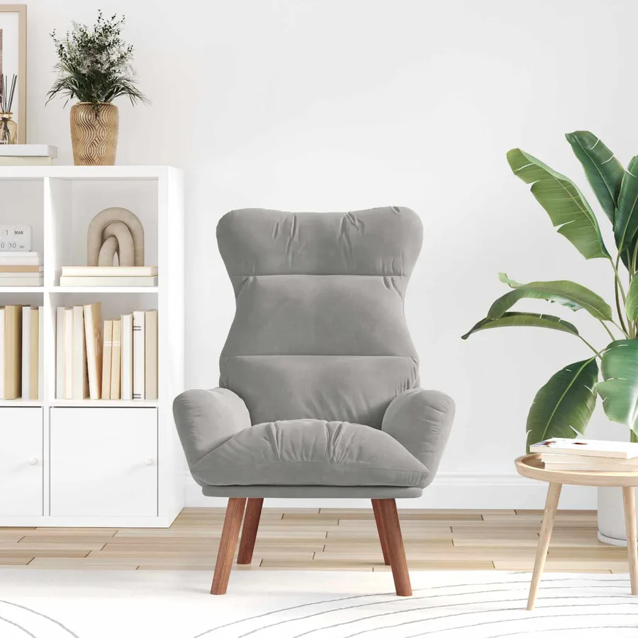 fauteuil Gris clair 69 x 74 x 93 cm Velours - 3