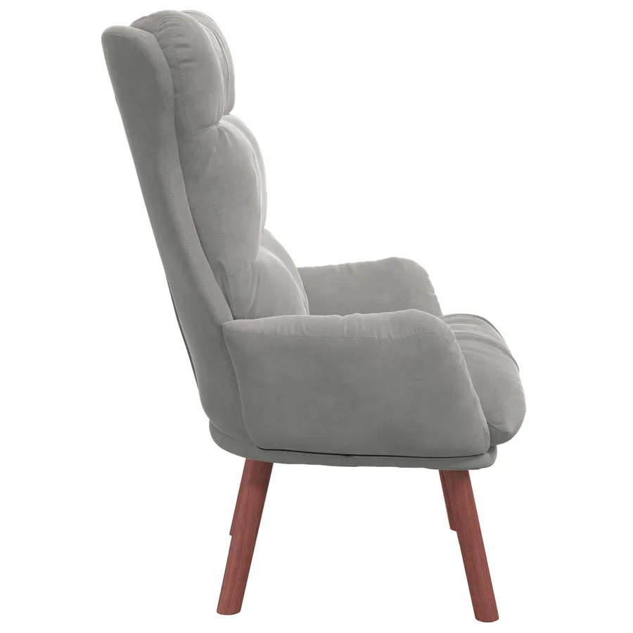 fauteuil Gris clair 69 x 74 x 93 cm Velours - 5