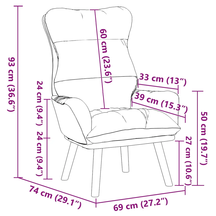 fauteuil Gris clair 69 x 74 x 93 cm Velours - 9