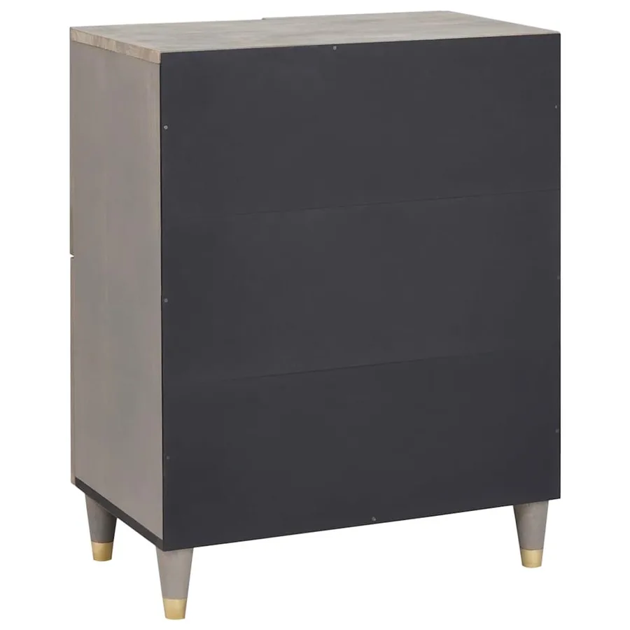 Buffet Gris et or 60 x 33 x 75 cm Bois de mangue massif - 6