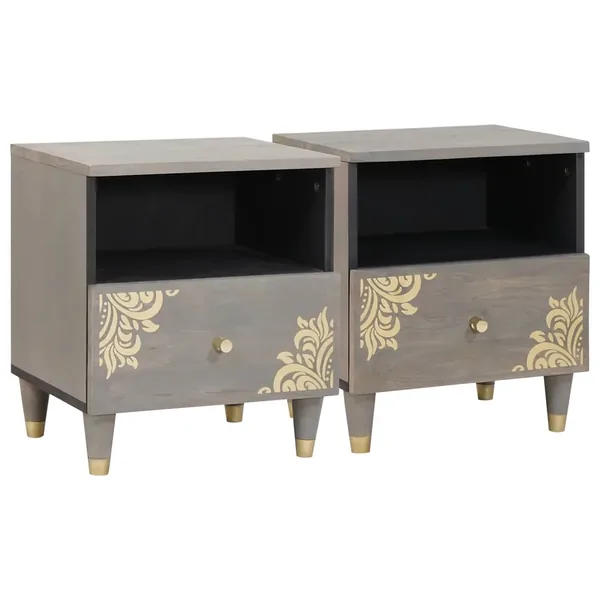 Cabinet de chevet avec tiroir 2 pcs Gris 40 x 33 x 46 cm