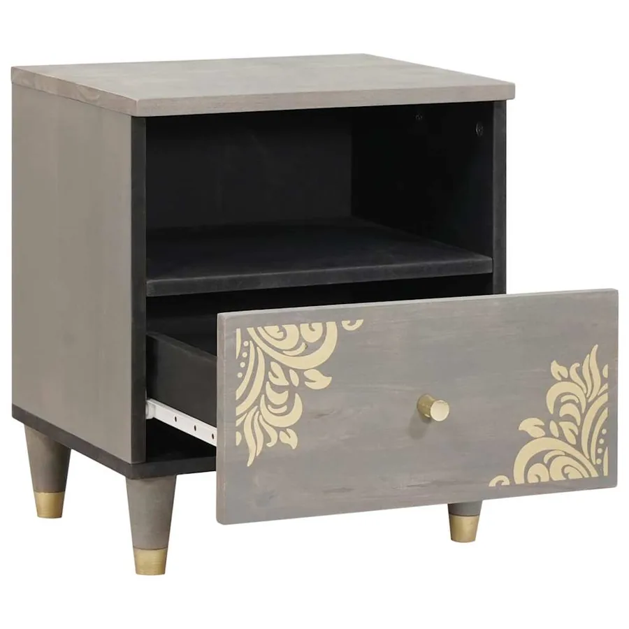 Cabinet de chevet avec tiroir 2 pcs Gris 40 x 33 x 46 cm - 3