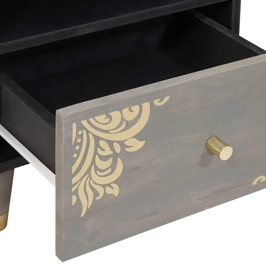 Cabinet de chevet avec tiroir 2 pcs Gris 40 x 33 x 46 cm - 8