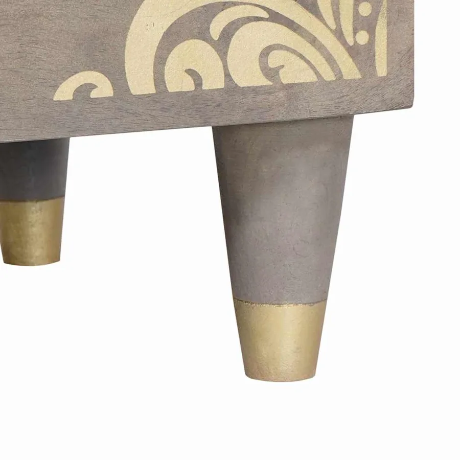 Cabinet de chevet Gris 40 x 33 x 46 cm Bois de mangue massif - 8