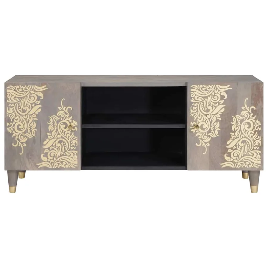 Meuble TV Gris 105 x 33 x 46 cm Bois de mangue massif - 3